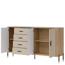 Kumode DANTE DT10, Ozols cremona/Kašmirs matēts/Melns