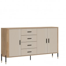 Kumode DANTE DT10, Ozols cremona/Kašmirs matēts/Melns
