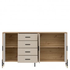 Kumode DANTE DT10, Ozols cremona/Kašmirs matēts/Zelts