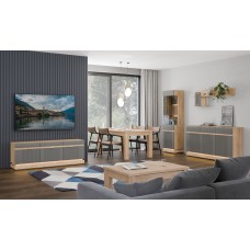 Kumode ar atvilknēm MILTON ML03, Ozols cremona/Pelēks matēts