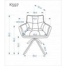 Rotējošs auduma krēsls K597, pelēks