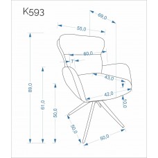 Rotējošs atpūtas krēsls K593, pelēks