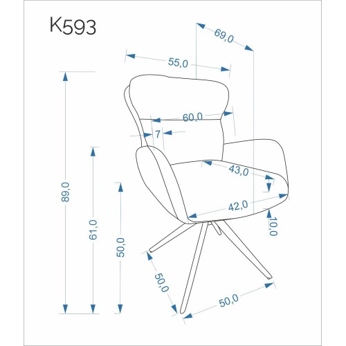 Rotējošs atpūtas krēsls K593, gaiši bēšs