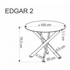 Apaļš galds EDGAR 2, balts/melns