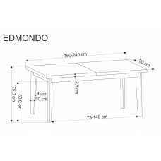 Izvelkams ēdamgalds EDMONDO, ozols/melns