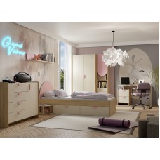 Gulta LEXI 13L/P, ozols cremona/rozā