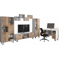 Mēbeļu komplekts BOSS 2, Melns/Ozols artisan