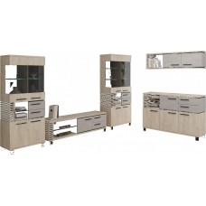 Mēbeļu komplekts LAMIR 3, Balts/Ozols artisan/Melns