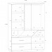 Skapis PAX 133 4D2S, Ozols/Balts/Lavanda
