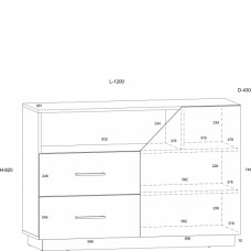 Kumode PAX 120 1D2S, Ozols/Balts/Lavanda